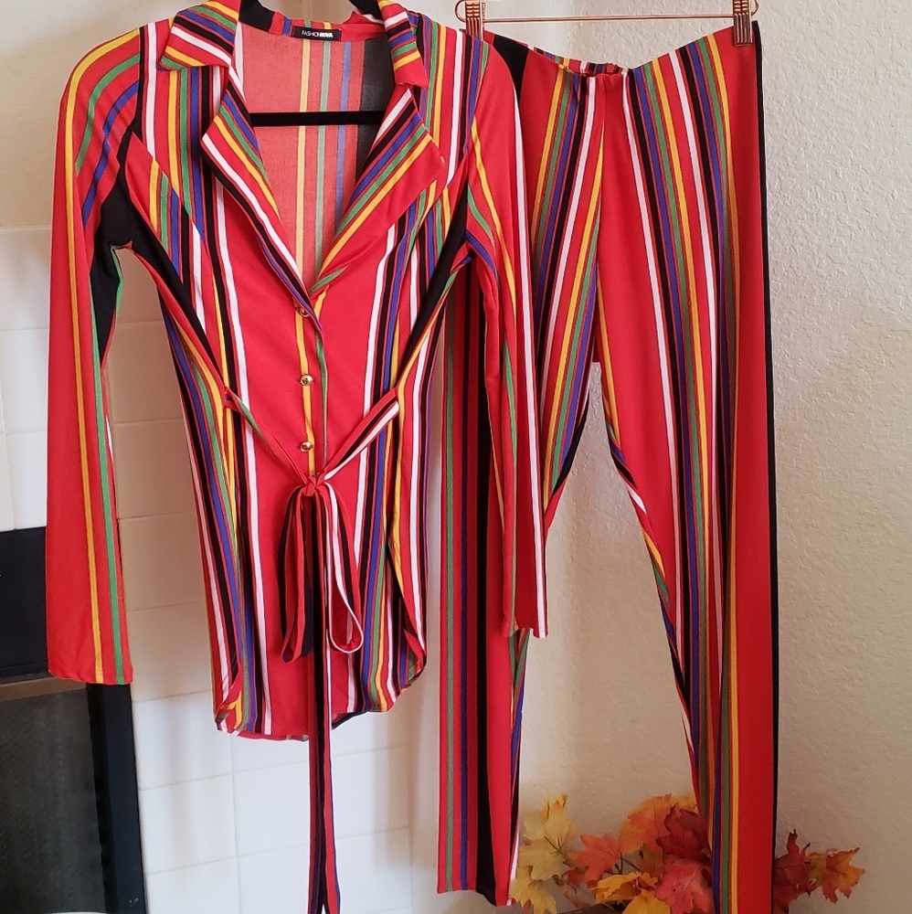 Striped Rainbow Striped Pant Set